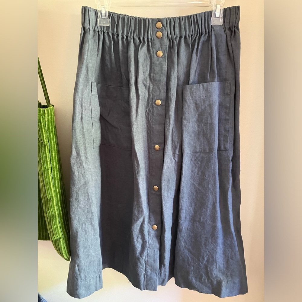 NotPerfect Linen Marsailles Skirt Dark Grey Blue